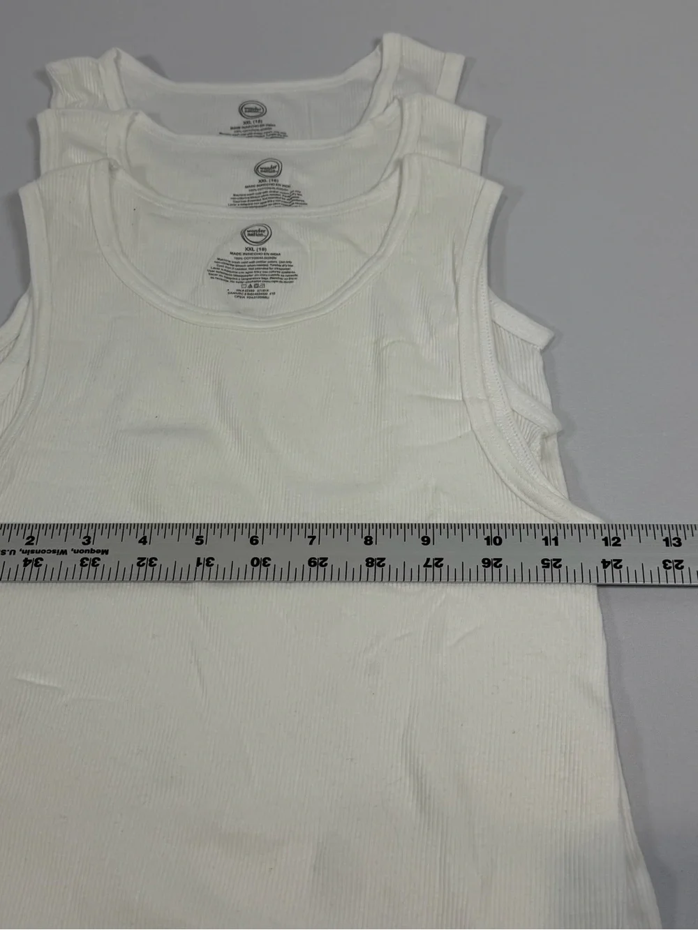 Wonder Nation Kids (Boy) White Ribbed Tank Tops - Set of‎ 3 Size XXL (18)
